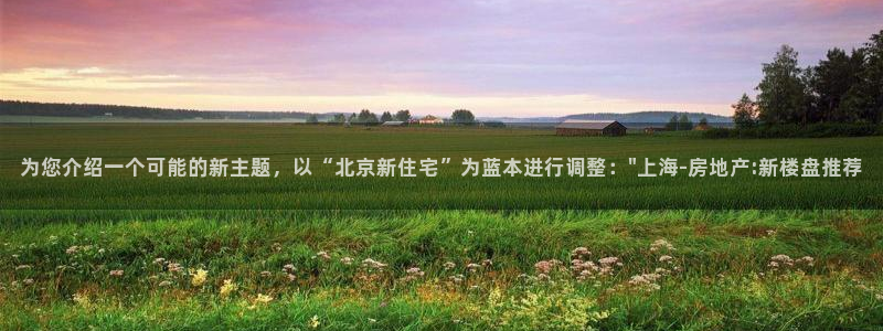 新宝5日：为您介绍一个可能的新主题，以“北京新住宅”为蓝本进