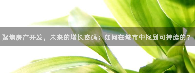 新宝5娱乐网址：聚焦房产开发，未来的增长密码：如何在城市中找